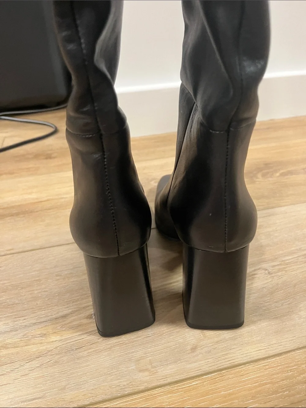 Zara Black Over-the-Knee Leather Boots